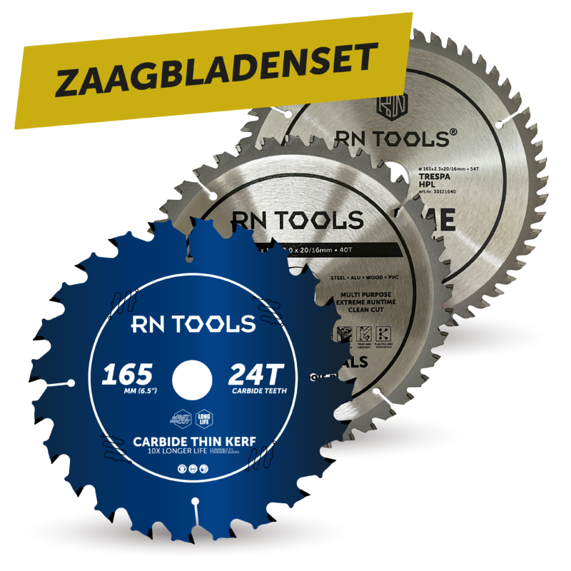 Cirkelzaagbladen 165 x 20 mm - Hout, Metaal & Trespa (3-delig)
