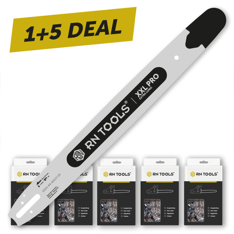 Kettingzaagblad 63 cm 3/8 1.6 mm XXL Pro + 5x Zaagketting
