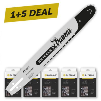 Kettingzaagblad 40 cm 3/8 1.6 mm Xtreme + 5x Zaagketting - voor Dolmar, Husqvarna en Echo