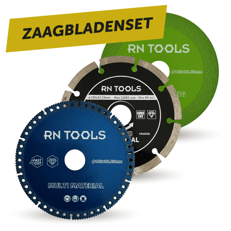 Diamantschijven 125 mm 3-delig (Diamantschijf Universeel, Glas & Multi material slijpschijf)