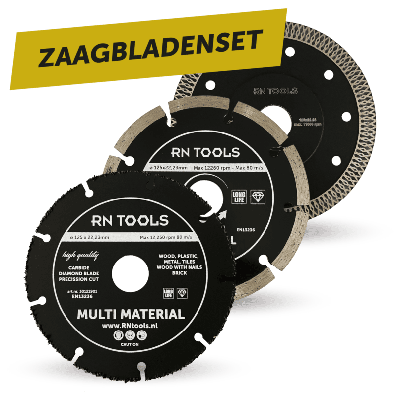 Diamantschijven 125 mm 3-delig (Multi Carbide Slijpschijf, Diamantschijf Universeel & Tegels)