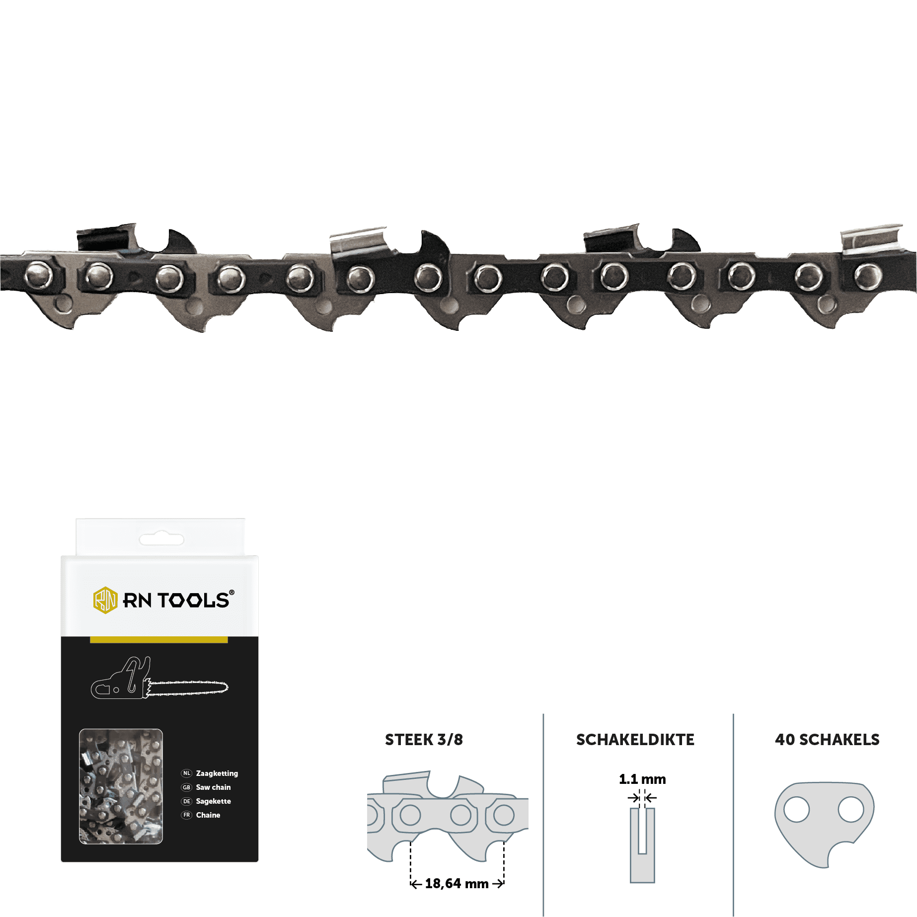 Zaagketting 3/8 1.1 mm 40 schakels - Afbeelding 2