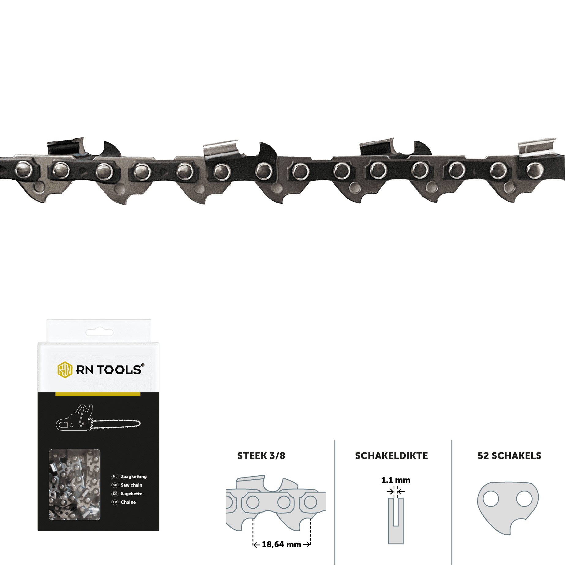 Zaagketting 3/8 1.1 mm 52 schakels - Afbeelding 2
