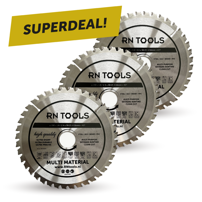 Cirkelzaagblad 190 x 30 mm 40 tanden - voor hout, metaal en aluminium (3 stuks)