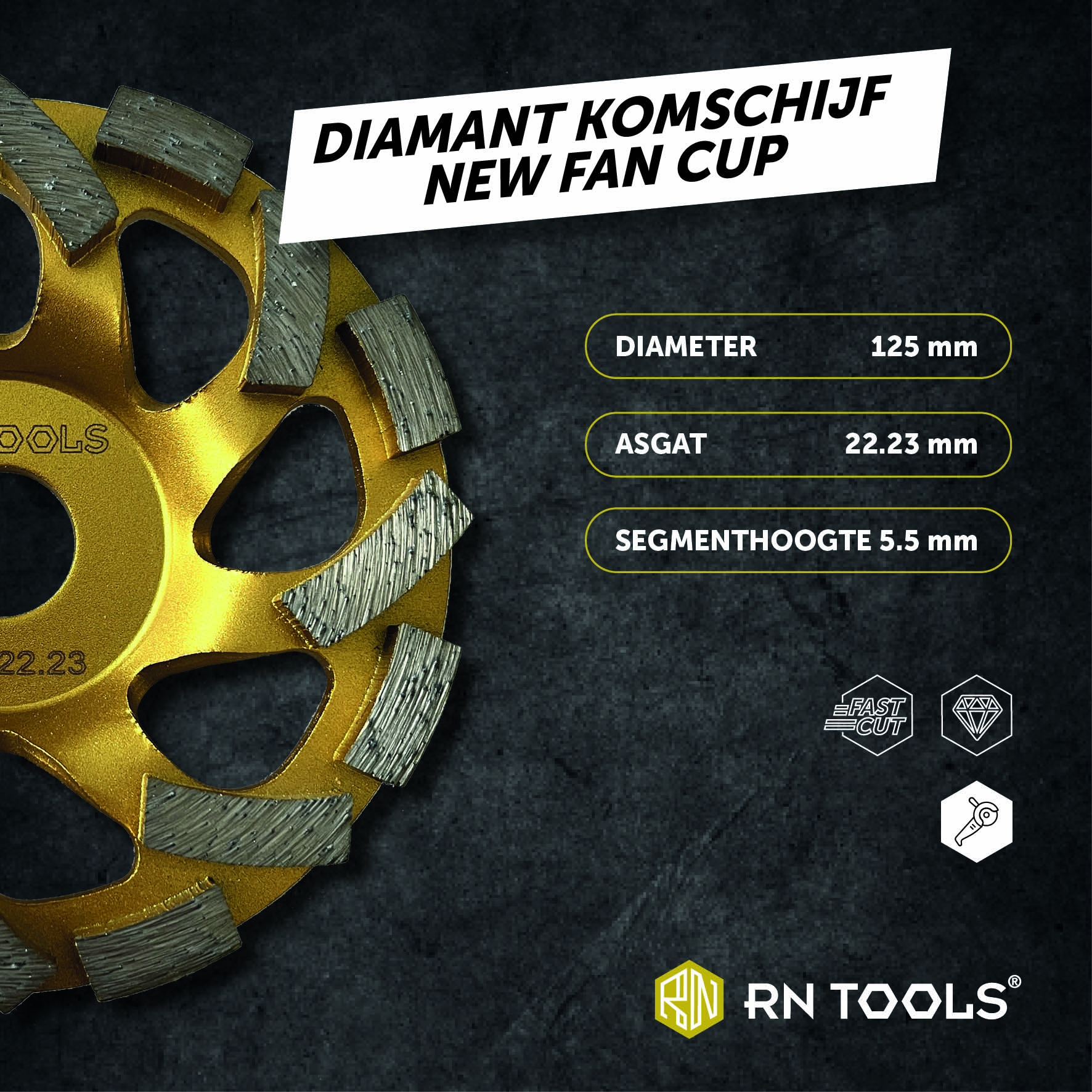 Diamant Komschijf New Fancup 125 x 22,23 mm - Afbeelding 2