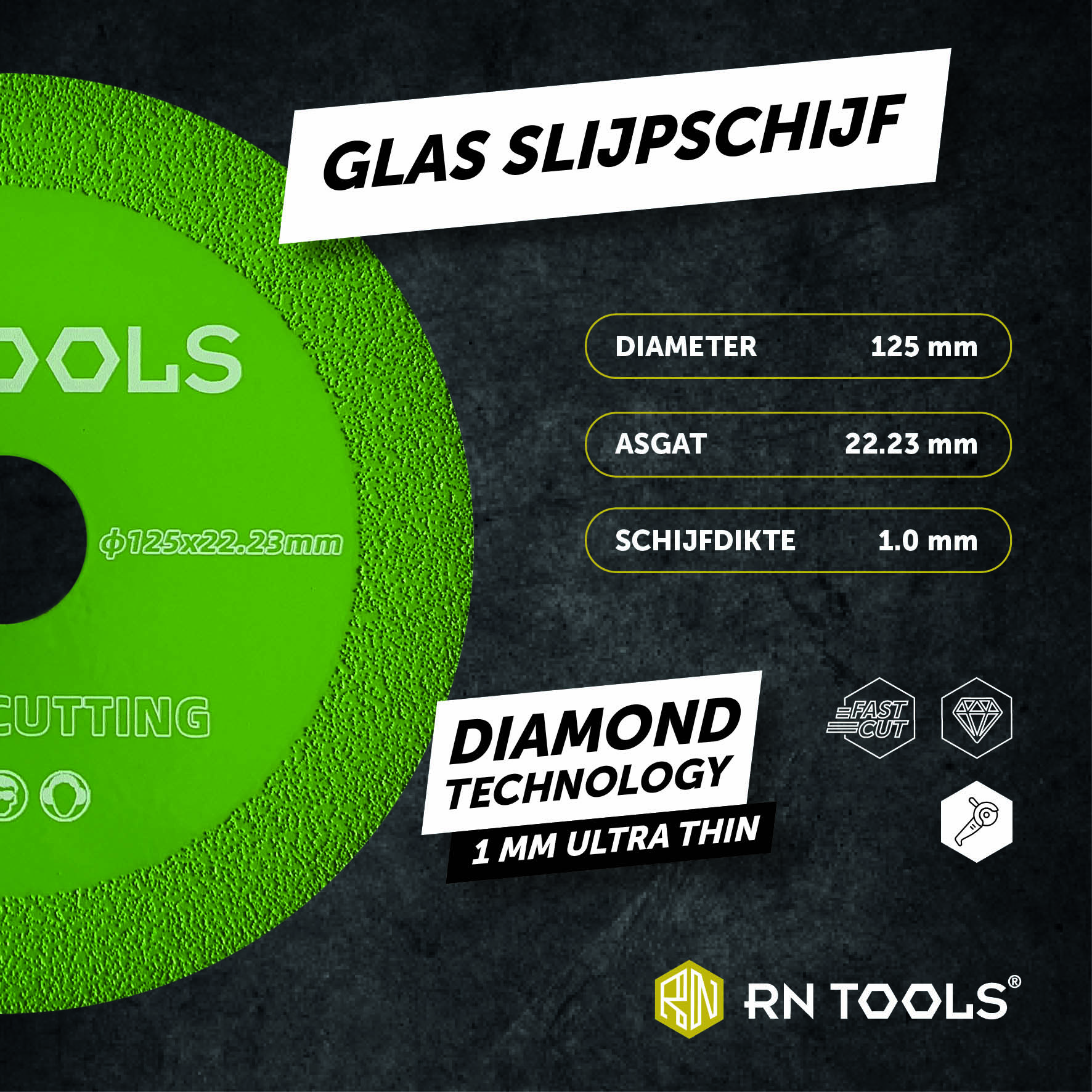 Glas Slijpschijf - slijpen van glas, keramiek & tegels - 125 mm - Afbeelding 3