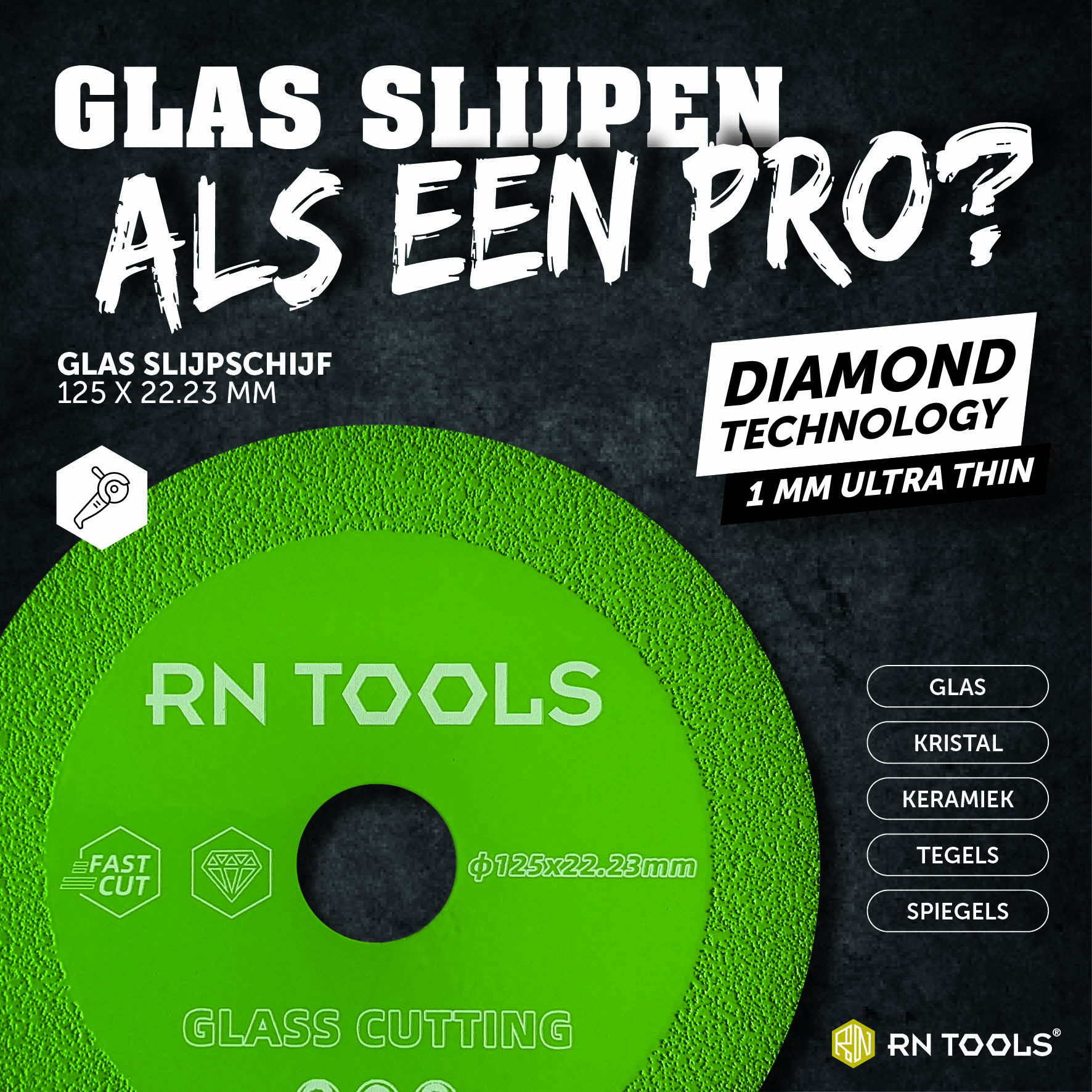 Glas Slijpschijf - slijpen van glas, keramiek & tegels - 125 mm - Afbeelding 2